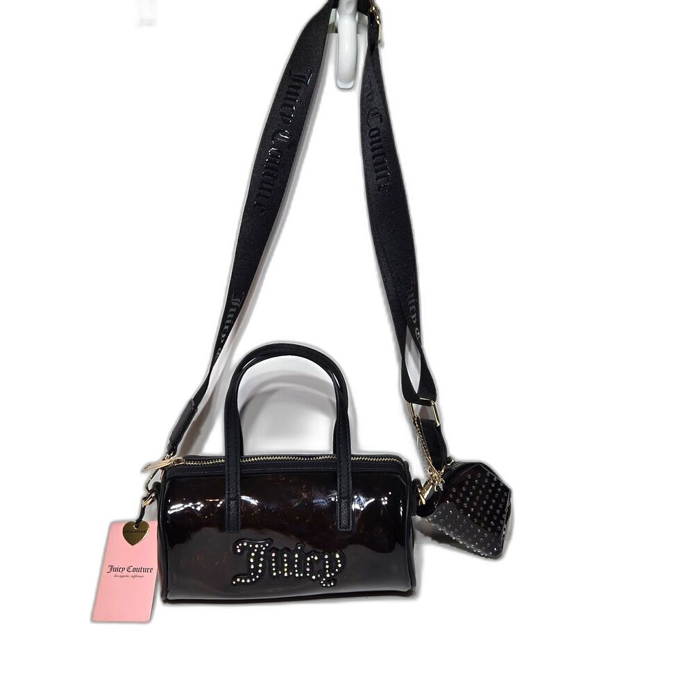 Juicy Couture Soft Serve Mini Barrel Bag Liquorice Black NWT With Coin Pouch